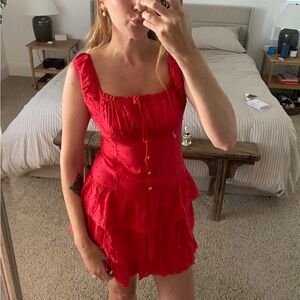 Red Balconette Dress